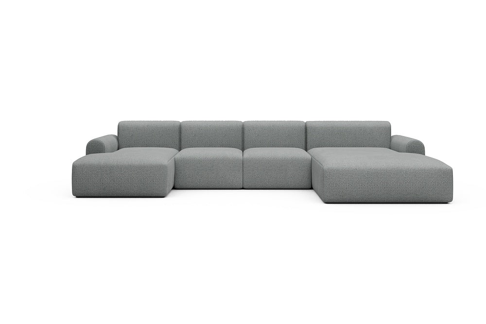 Rund Casual Modular Sofa - Configurations 2 - U1L - 360 x 188 cm - Chaise + 2 Seater + Chaise - 819 Aivi Gravel Grey