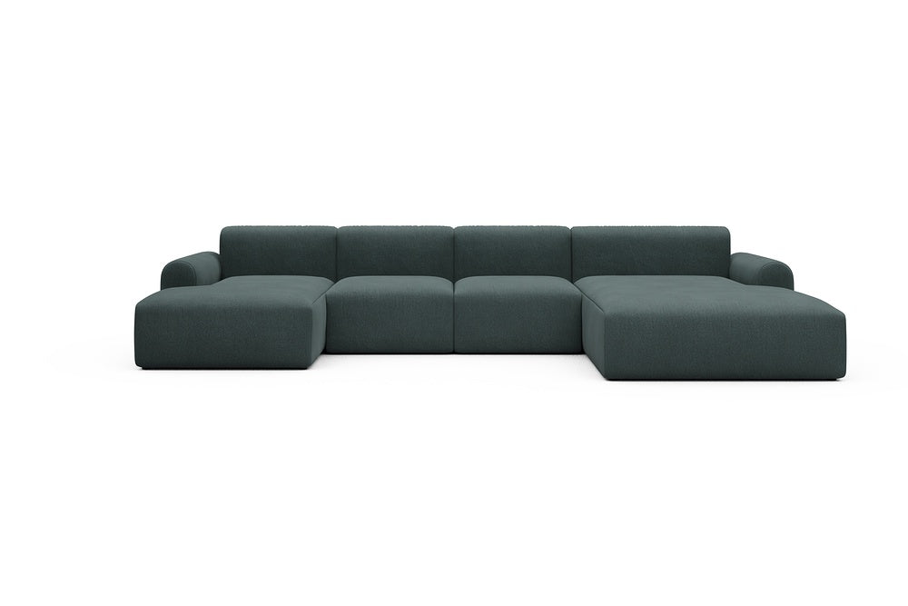 Rund Casual Modular Sofa - Configurations 2 - U1L - 360 x 188 cm - Chaise + 2 Seater + Chaise - 851 Mahoga Dark Blue