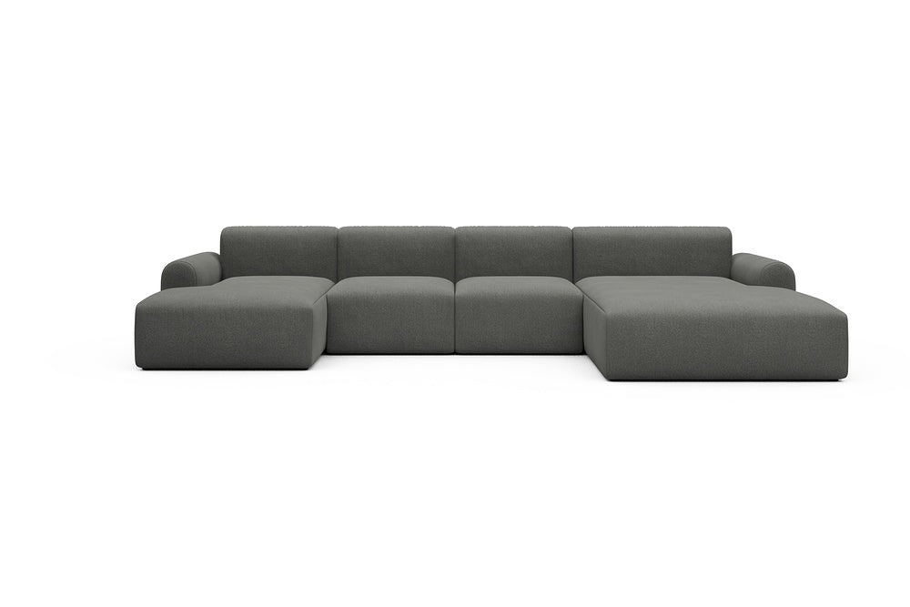 Rund Casual Modular Sofa - Configurations 2 - U1L - 360 x 188 cm - Chaise + 2 Seater + Chaise - 852 Mahoga Seal Grey