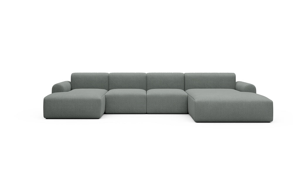 Rund Casual Modular Sofa - Configurations 2 - U1L - 360 x 188 cm - Chaise + 2 Seater + Chaise - 853 Mahoga Dove Grey