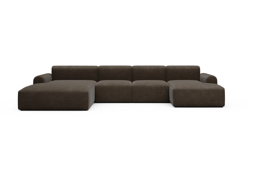 Rund Casual Modular Sofa - Configurations 2 - U2L - 360 x 188 cm - Chaise + 2 Seater + Chaise - 411 Esina Cedar Brown