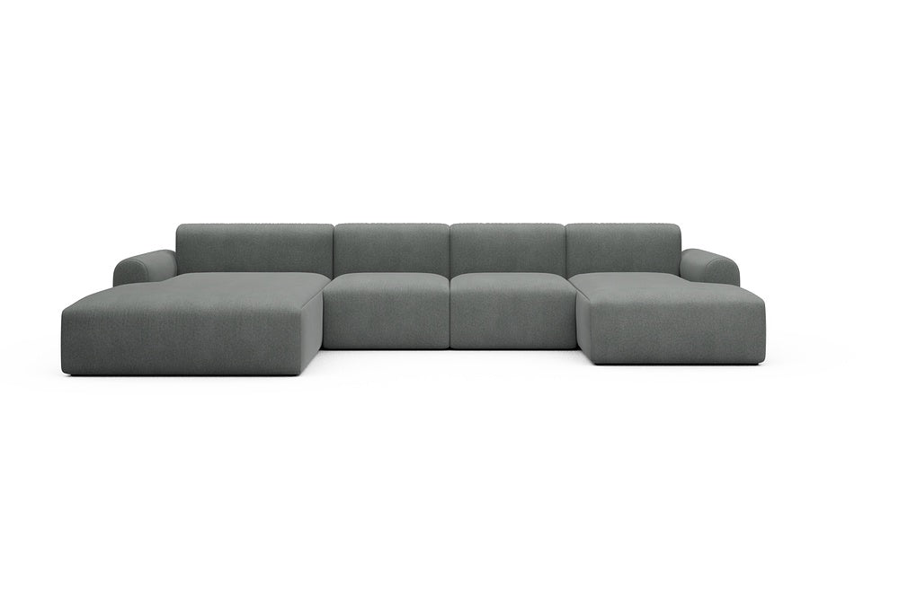 Rund Casual Modular Sofa - Configurations 2 - U2L - 360 x 188 cm - Chaise + 2 Seater + Chaise - 440 Satya Steel Grey