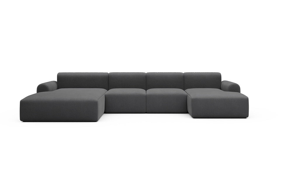 Rund Casual Modular Sofa - Configurations 2 - U2L - 360 x 188 cm - Chaise + 2 Seater + Chaise - 441 Satya Warm Zinc