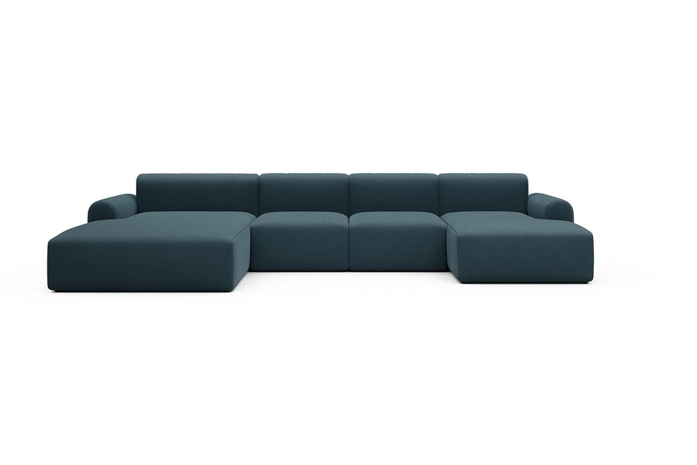 Rund Casual Modular Sofa - Configurations 2 - U2L - 360 x 188 cm - Chaise + 2 Seater + Chaise - 443 Satya Deep Blue