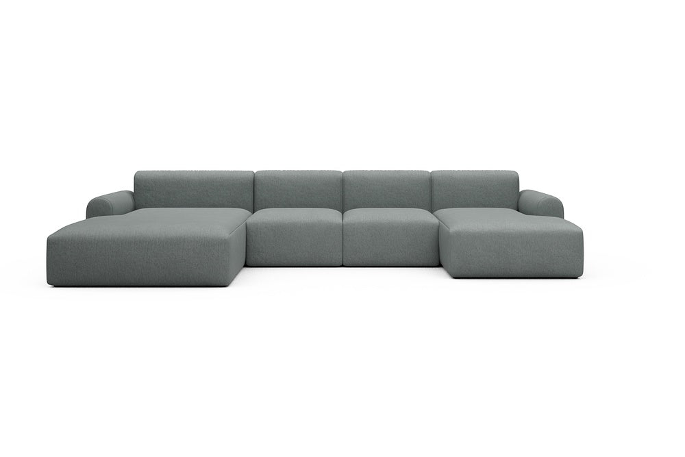 Rund Casual Modular Sofa - Configurations 2 - U2L - 360 x 188 cm - Chaise + 2 Seater + Chaise - 485 Denari Soft Grey