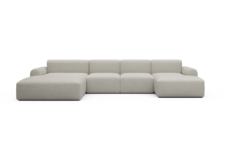Rund Casual Modular Sofa - Configurations 2 - U2L - 360 x 188 cm - Chaise + 2 Seater + Chaise - 487 Denari Clean Beige