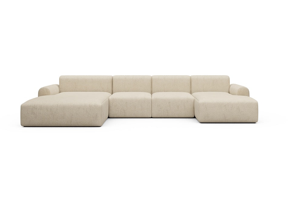 Rund Casual Modular Sofa - Configurations 2 - U2L - 360 x 188 cm - Chaise + 2 Seater + Chaise - 496 Casone Natural Beigie