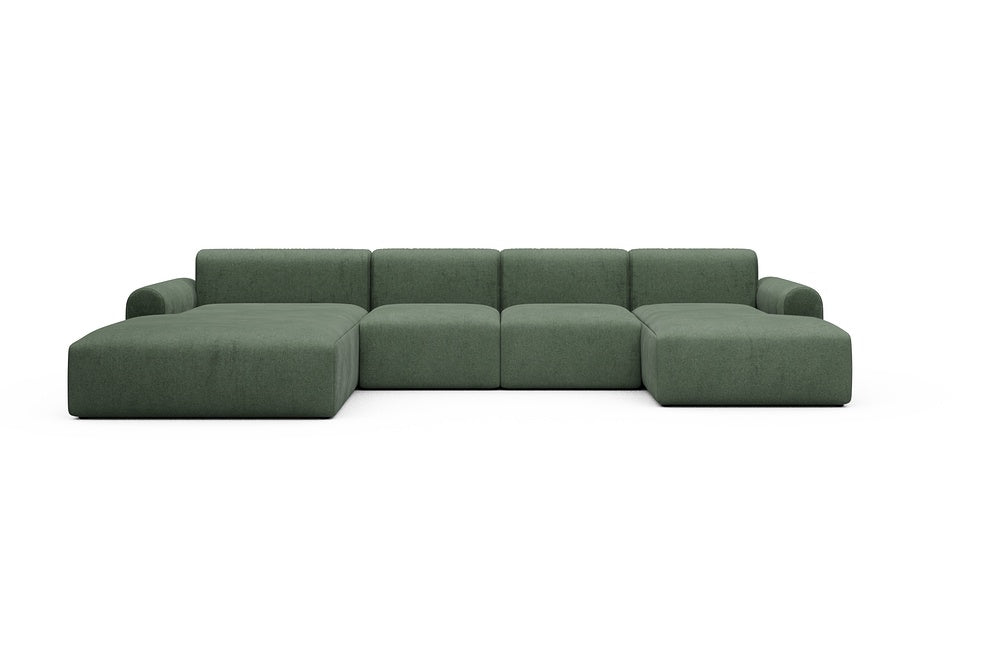 Rund Casual Modular Sofa - Configurations 2 - U2L - 360 x 188 cm - Chaise + 2 Seater + Chaise - 498 Casone Forest Green