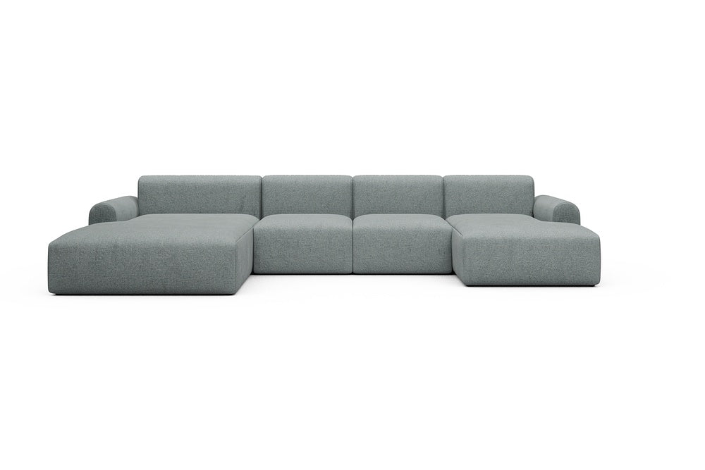 Rund Casual Modular Sofa - Configurations 2 - U2L - 360 x 188 cm - Chaise + 2 Seater + Chaise - 499 Casone Light mixed Green