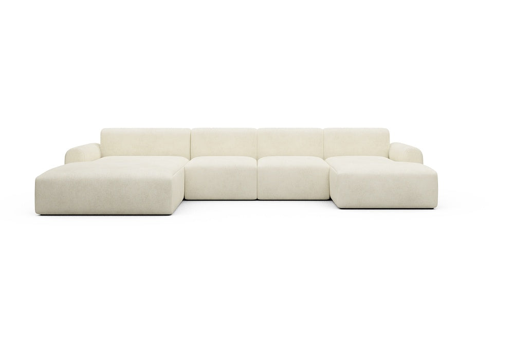 Rund Casual Modular Sofa - Configurations 2 - U2L - 360 x 188 cm - Chaise + 2 Seater + Chaise - 531 Bouclé Off White