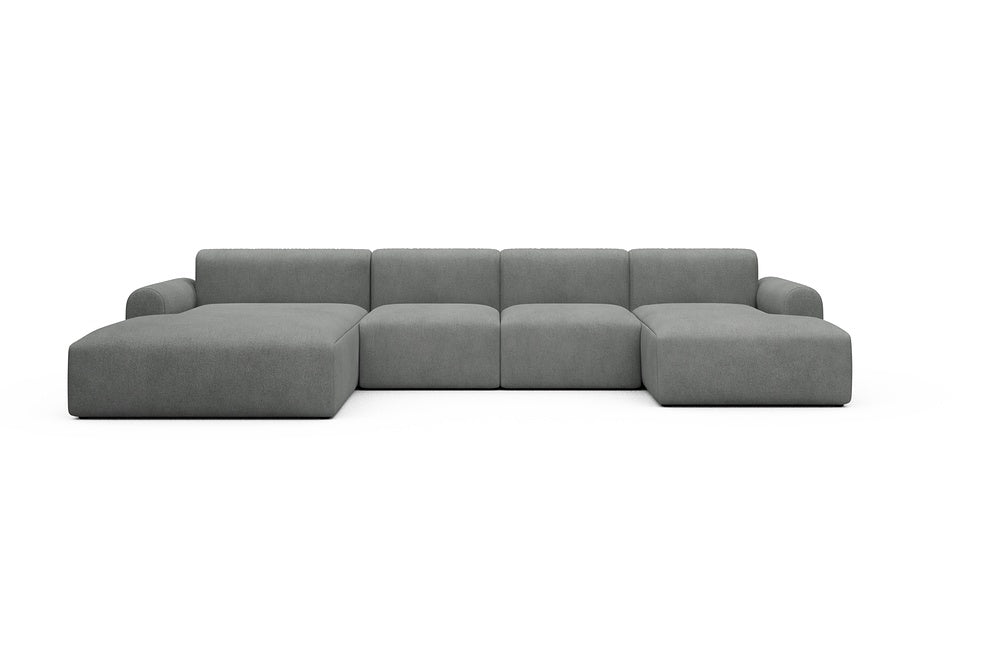 Rund Casual Modular Sofa - Configurations 2 - U2L - 360 x 188 cm - Chaise + 2 Seater + Chaise - 533 Bouclé Ash Grey