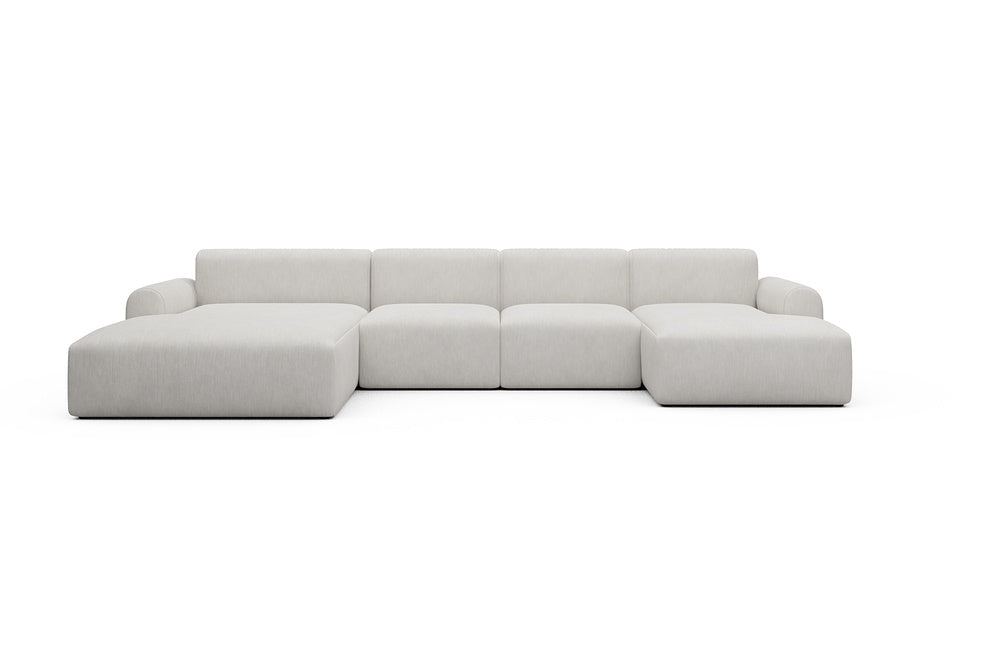 Rund Casual Modular Sofa - Configurations 2 - U2L - 360 x 188 cm - Chaise + 2 Seater + Chaise - 574 Vivus Dusty Off White