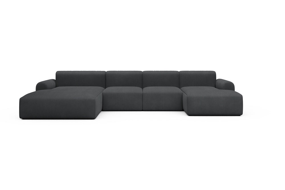 Rund Casual Modular Sofa - Configurations 2 - U2L - 360 x 188 cm - Chaise + 2 Seater + Chaise - 593 Corduroy Graphite