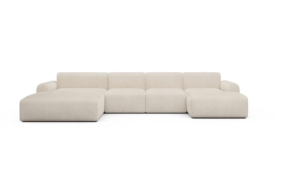 Rund Casual Modular Sofa - Configurations 2 - U2L - 360 x 188 cm - Chaise + 2 Seater + Chaise - 594 Corduroy Ivory