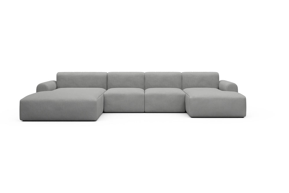 Rund Casual Modular Sofa - Configurations 2 - U2L - 360 x 188 cm - Chaise + 2 Seater + Chaise - 764 Cura Sand Grey