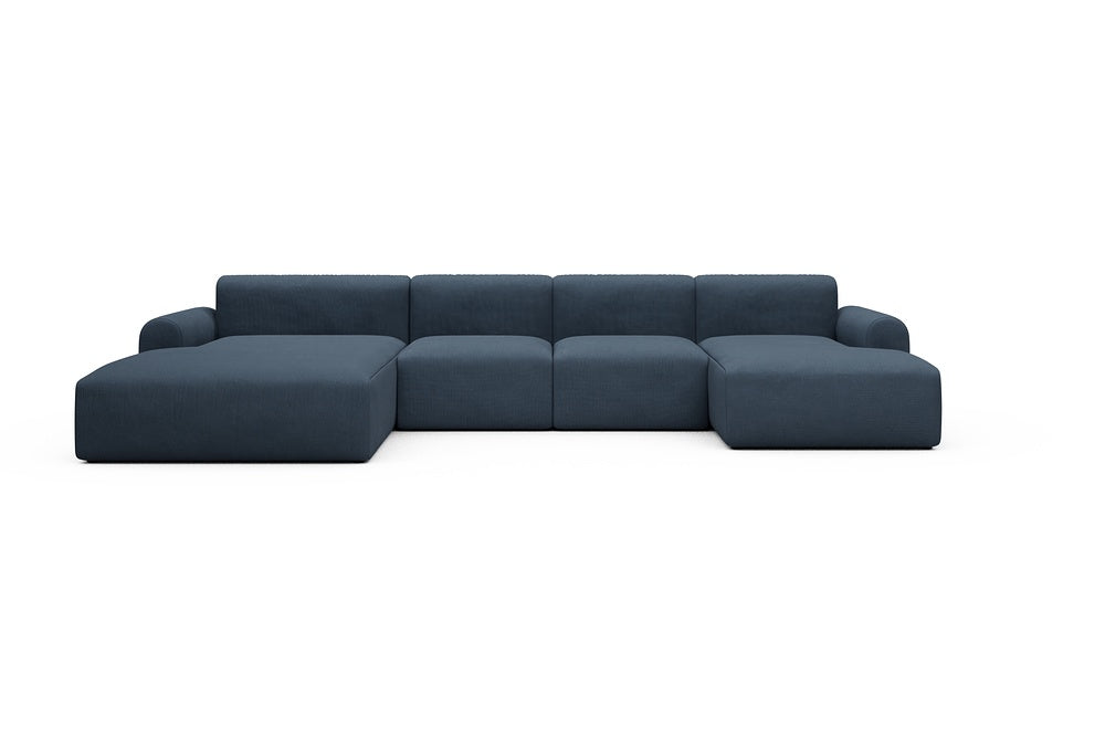 Rund Casual Modular Sofa - Configurations 2 - U2L - 360 x 188 cm - Chaise + 2 Seater + Chaise - 768 Cura Oxford Blue