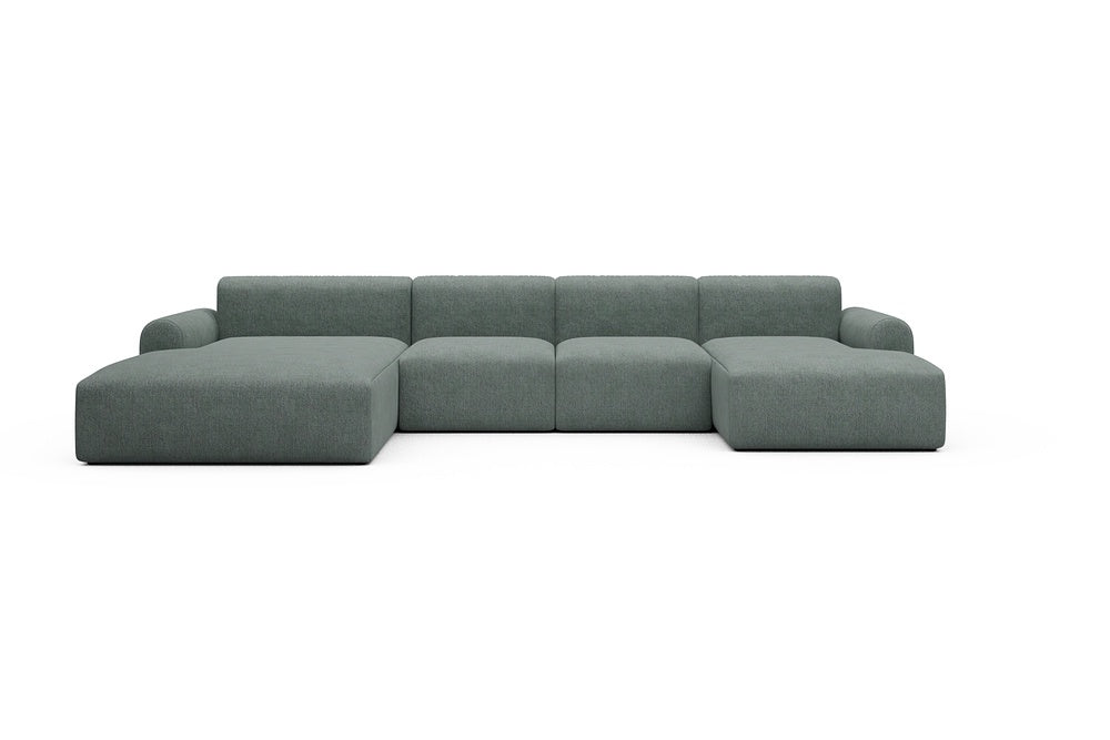 Rund Casual Modular Sofa - Configurations 2 - U2L - 360 x 188 cm - Chaise + 2 Seater + Chaise - 770 Carreno Cielo Blue