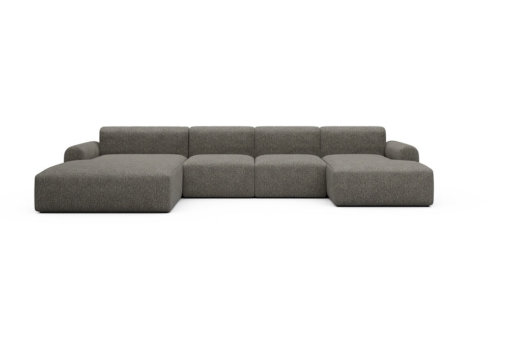 Rund Casual Modular Sofa - Configurations 2 - U2L - 360 x 188 cm - Chaise + 2 Seater + Chaise - 771 Carreno Sepia Brown