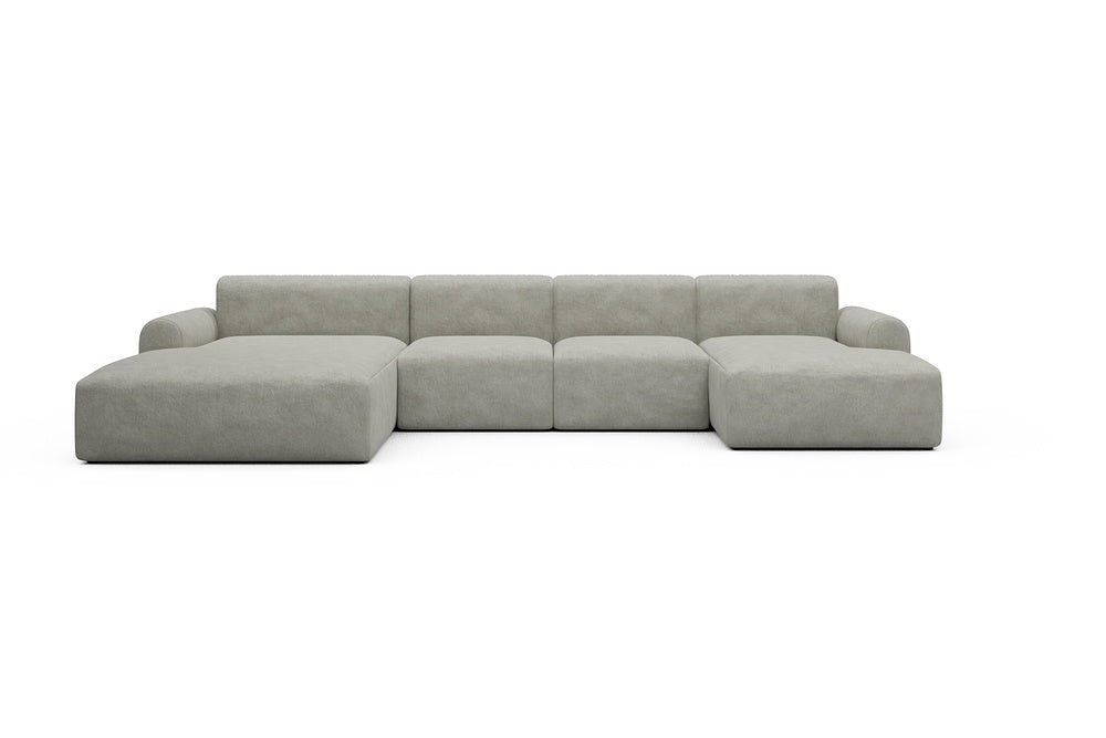 Rund Casual Modular Sofa - Configurations 2 - U2L - 360 x 188 cm - Chaise + 2 Seater + Chaise - 773 Carreno Moon Stone White