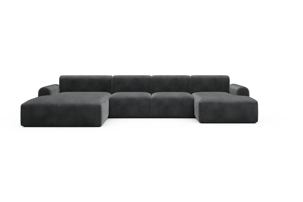 Rund Casual Modular Sofa - Configurations 2 - U2L - 360 x 188 cm - Chaise + 2 Seater + Chaise - 811 Smooth Deep Warm Grey