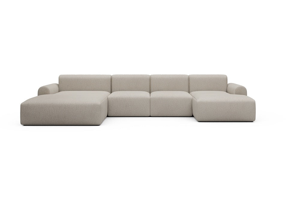 Rund Casual Modular Sofa - Configurations 2 - U2L - 360 x 188 cm - Chaise + 2 Seater + Chaise - 816 Aivi Lace Beige