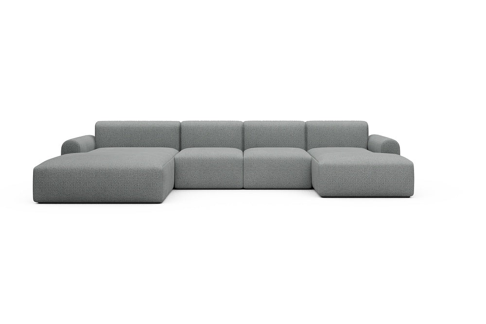 Rund Casual Modular Sofa - Configurations 2 - U2L - 360 x 188 cm - Chaise + 2 Seater + Chaise - 819 Aivi Gravel Grey