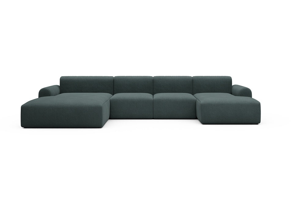 Rund Casual Modular Sofa - Configurations 2 - U2L - 360 x 188 cm - Chaise + 2 Seater + Chaise - 851 Mahoga Dark Blue