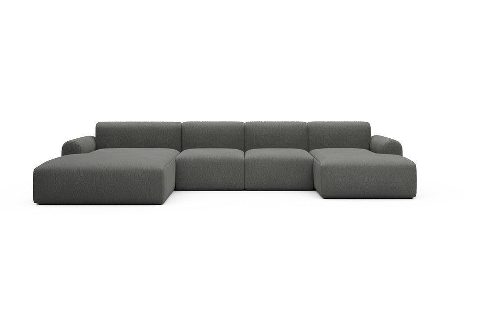 Rund Casual Modular Sofa - Configurations 2 - U2L - 360 x 188 cm - Chaise + 2 Seater + Chaise - 852 Mahoga Seal Grey