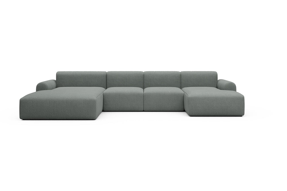 Rund Casual Modular Sofa - Configurations 2 - U2L - 360 x 188 cm - Chaise + 2 Seater + Chaise - 853 Mahoga Dove Grey