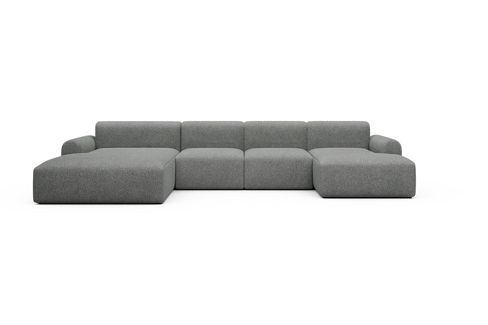 Rund Casual Modular Sofa - Configurations 2 - U2L - 360 x 188 cm - Chaise + 2 Seater + Chaise - 868 Vanora Warm Grey