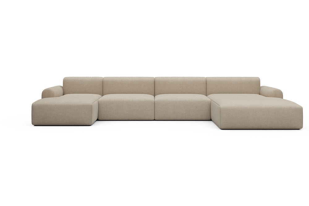 Rund Casual Modular Sofa - Configurations 2 - U3L - 406 x 188 cm - Chaise + 2,5 Seater + Chaise - 410 Esina Almond Beige