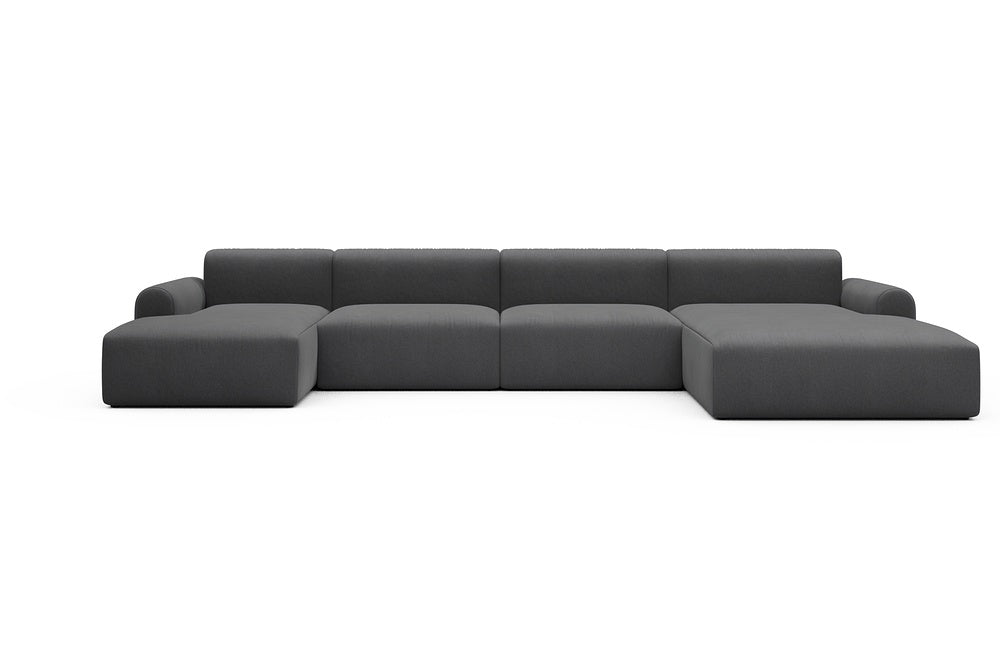 Rund Casual Modular Sofa - Configurations 2 - U3L - 406 x 188 cm - Chaise + 2,5 Seater + Chaise - 441 Satya Warm Zinc