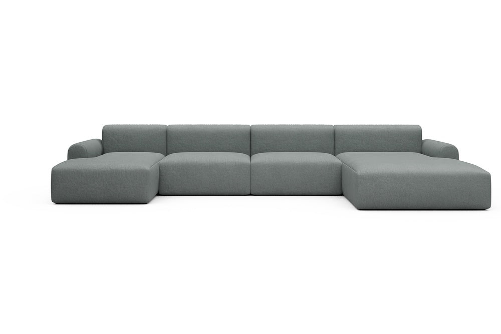 Rund Casual Modular Sofa - Configurations 2 - U3L - 406 x 188 cm - Chaise + 2,5 Seater + Chaise - 485 Denari Soft Grey