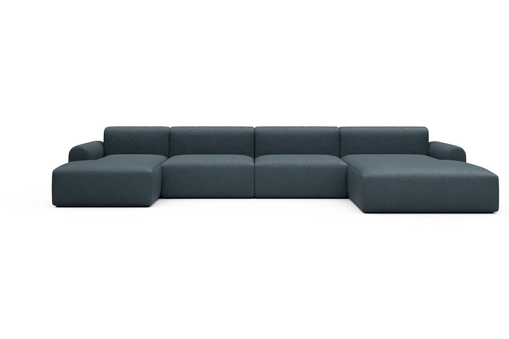 Rund Casual Modular Sofa - Configurations 2 - U3L - 406 x 188 cm - Chaise + 2,5 Seater + Chaise - 489 Denari Royal Blue