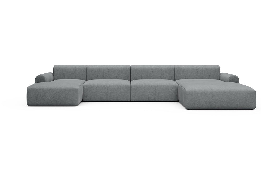 Rund Casual Modular Sofa - Configurations 2 - U3L - 406 x 188 cm - Chaise + 2,5 Seater + Chaise - 495 Casone Gravel Grey