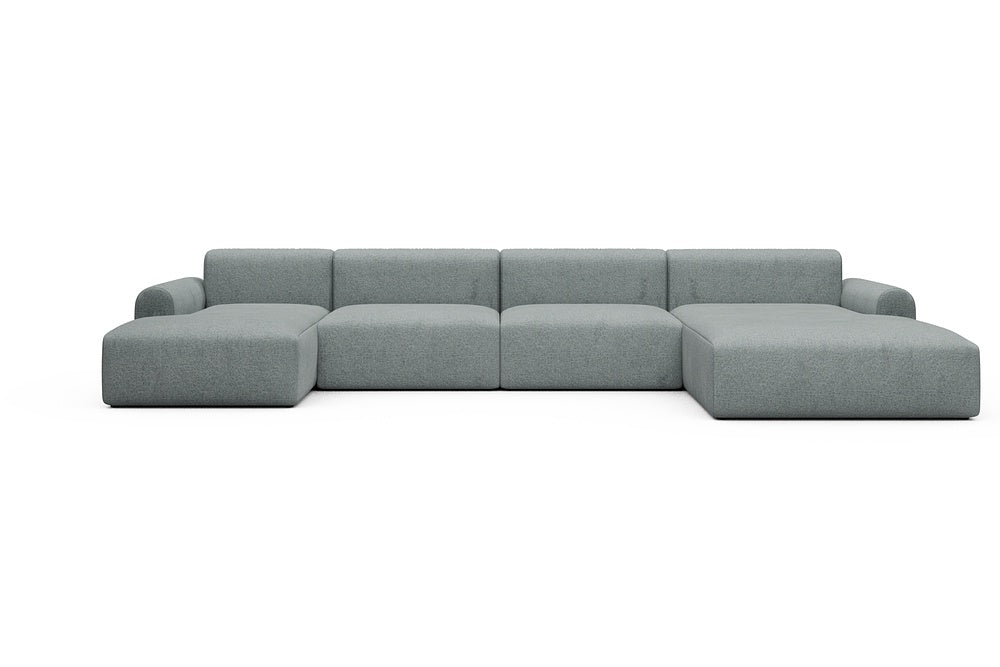 Rund Casual Modular Sofa - Configurations 2 - U3L - 406 x 188 cm - Chaise + 2,5 Seater + Chaise - 499 Casone Light mixed Green