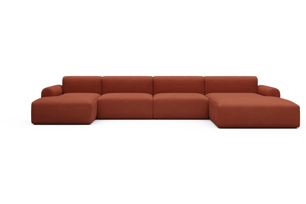 Rund Casual Modular Sofa - Configurations 2 - U3L - 406 x 188 cm - Chaise + 2,5 Seater + Chaise - 581 Argus Rust