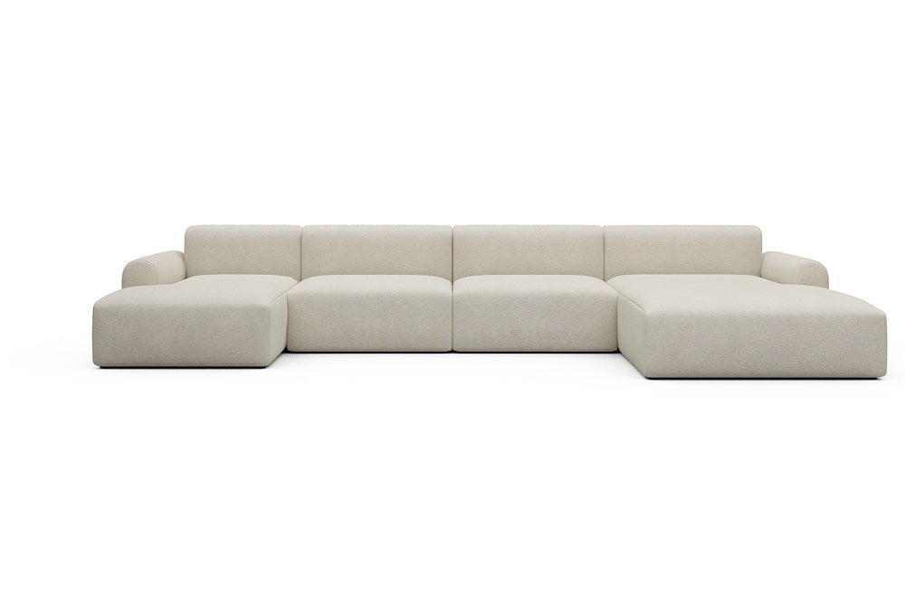 Rund Casual Modular Sofa - Configurations 2 - U3L - 406 x 188 cm - Chaise + 2,5 Seater + Chaise - 584 Argus Natural