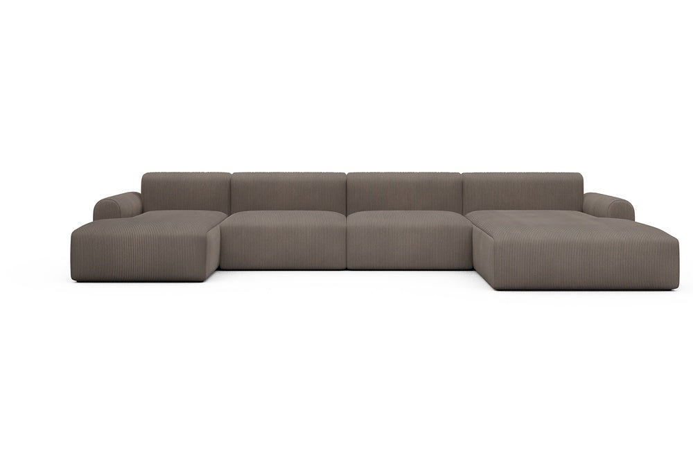 Rund Casual Modular Sofa - Configurations 2 - U3L - 406 x 188 cm - Chaise + 2,5 Seater + Chaise - 596 Corduroy Mocha