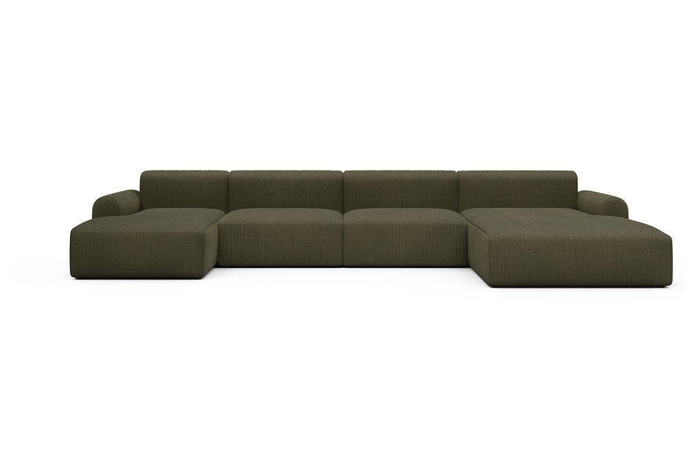 Rund Casual Modular Sofa - Configurations 2 - U3L - 406 x 188 cm - Chaise + 2,5 Seater + Chaise - 599 Corduroy Olive