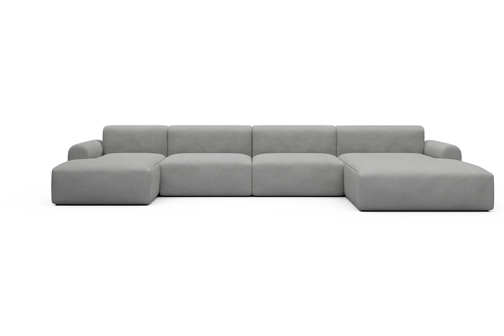 Rund Casual Modular Sofa - Configurations 2 - U3L - 406 x 188 cm - Chaise + 2,5 Seater + Chaise - 764 Cura Sand Grey