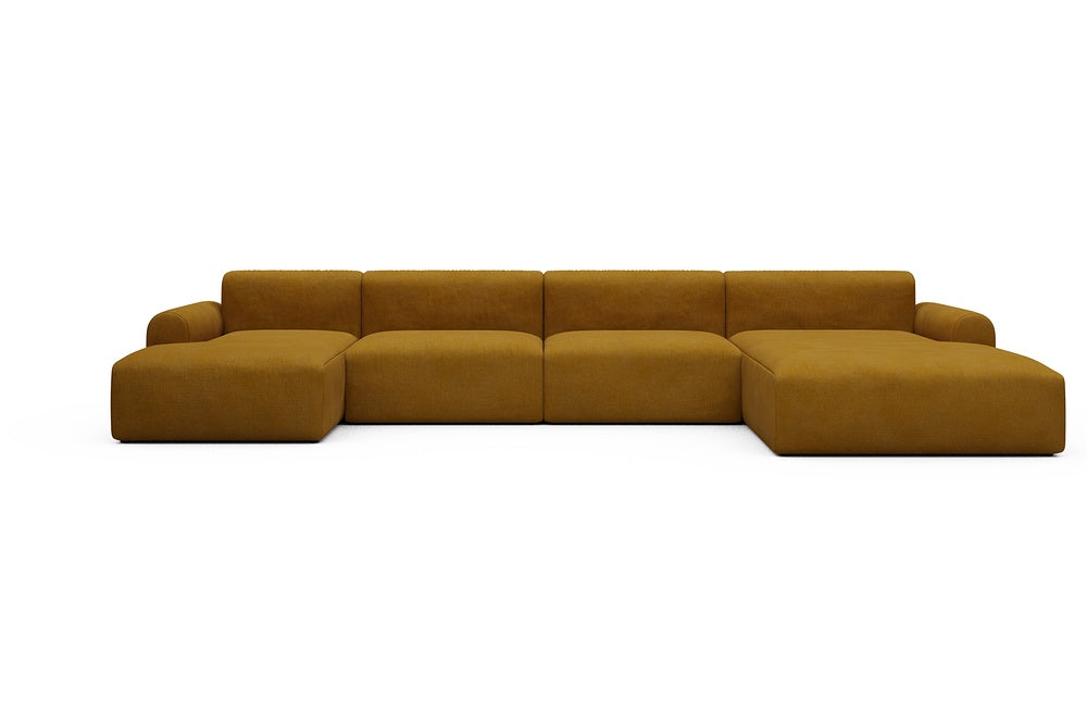 Rund Casual Modular Sofa - Configurations 2 - U3L - 406 x 188 cm - Chaise + 2,5 Seater + Chaise - 767 Cura Apricot