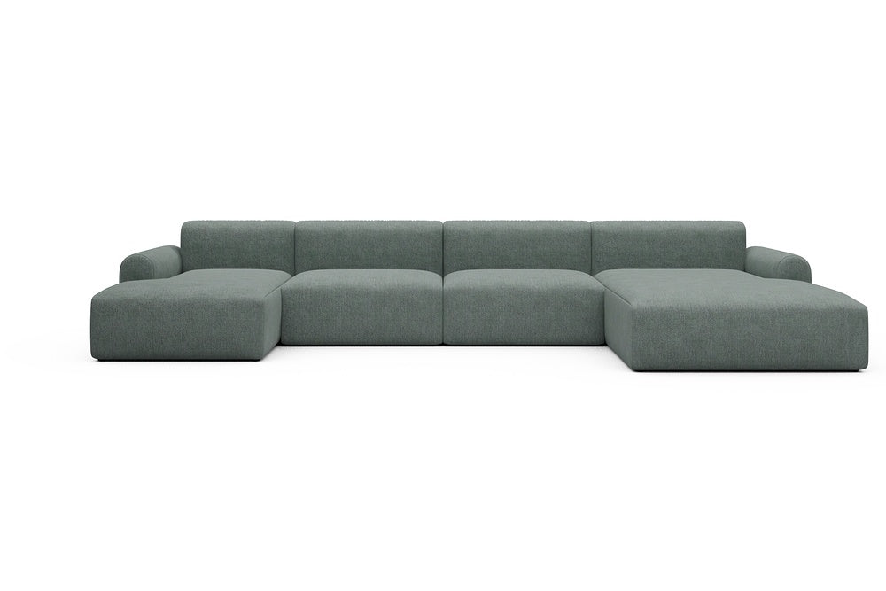 Rund Casual Modular Sofa - Configurations 2 - U3L - 406 x 188 cm - Chaise + 2,5 Seater + Chaise - 770 Carreno Cielo Blue
