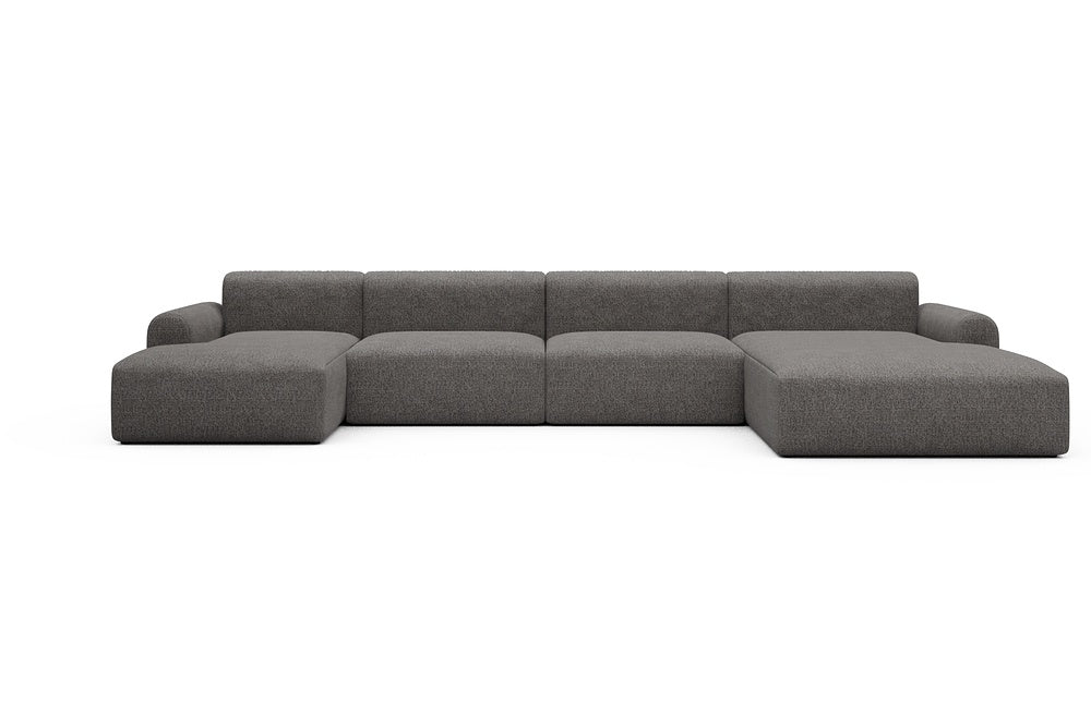 Rund Casual Modular Sofa - Configurations 2 - U3L - 406 x 188 cm - Chaise + 2,5 Seater + Chaise - 772 Carreno Salt & Pepper