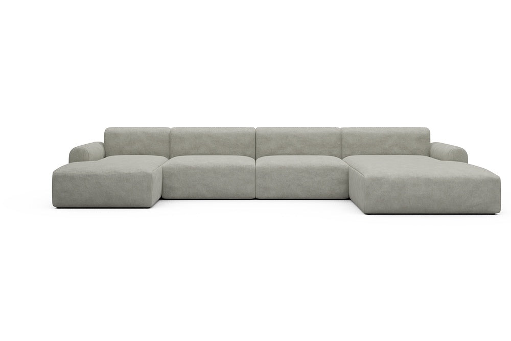 Rund Casual Modular Sofa - Configurations 2 - U3L - 406 x 188 cm - Chaise + 2,5 Seater + Chaise - 773 Carreno Moon Stone White