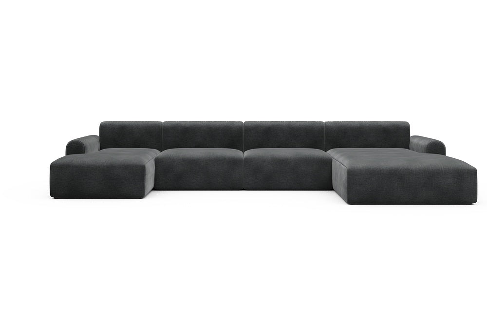 Rund Casual Modular Sofa - Configurations 2 - U3L - 406 x 188 cm - Chaise + 2,5 Seater + Chaise - 811 Smooth Deep Warm Grey