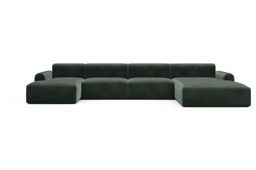 Rund Casual Modular Sofa - Configurations 2 - U3L - 406 x 188 cm - Chaise + 2,5 Seater + Chaise - 814 Smooth Laural Green