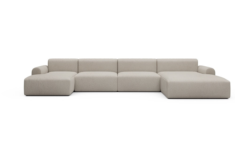 Rund Casual Modular Sofa - Configurations 2 - U3L - 406 x 188 cm - Chaise + 2,5 Seater + Chaise - 816 Aivi Lace Beige