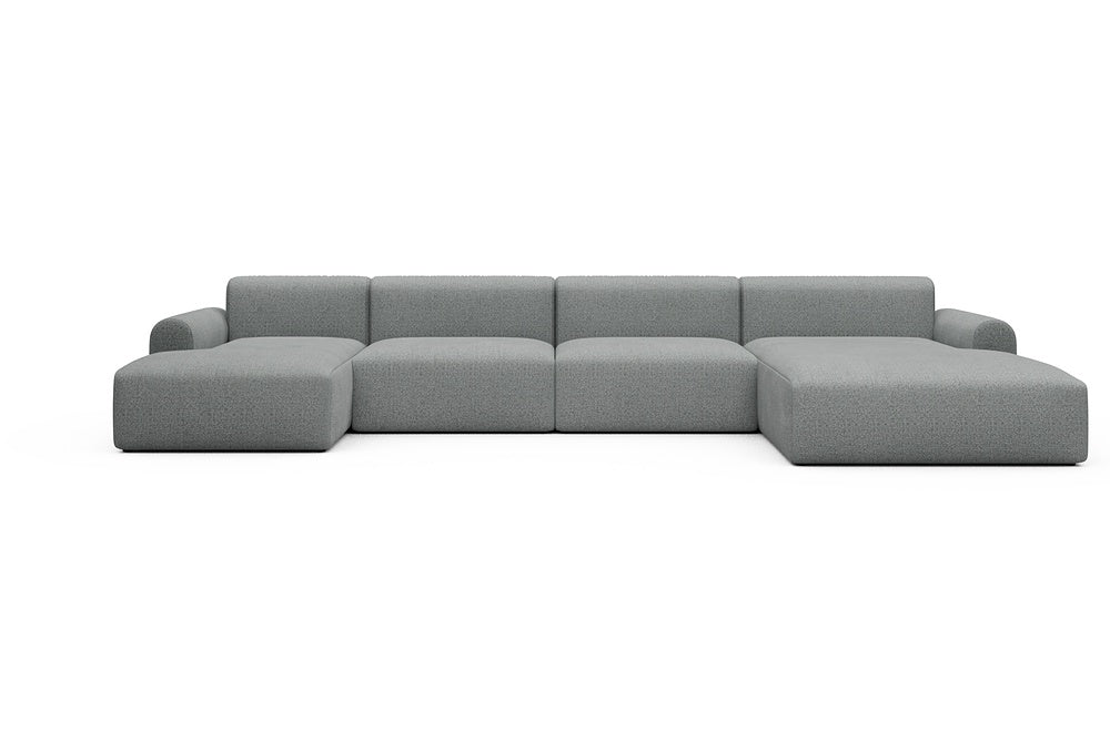 Rund Casual Modular Sofa - Configurations 2 - U3L - 406 x 188 cm - Chaise + 2,5 Seater + Chaise - 819 Aivi Gravel Grey
