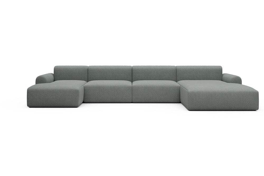 Rund Casual Modular Sofa - Configurations 2 - U3L - 406 x 188 cm - Chaise + 2,5 Seater + Chaise - 853 Mahoga Dove Grey